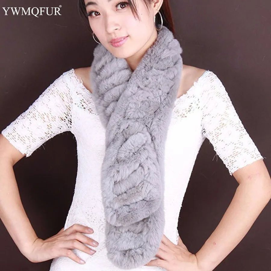 

winter natrual Luxury long Women's Rabbit Fur Scarf Lady Casual Solid Fur Scarf 100% real Rabbit Fur winter Scarves for women
