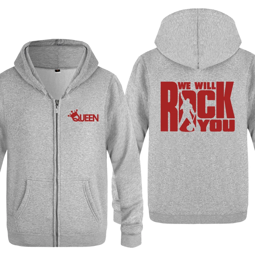 We Will Rock You queen толстовки рок-группы мужские мужские флисовые кардиганы на молнии толстовки с капюшоном - Цвет: HUIY HOT