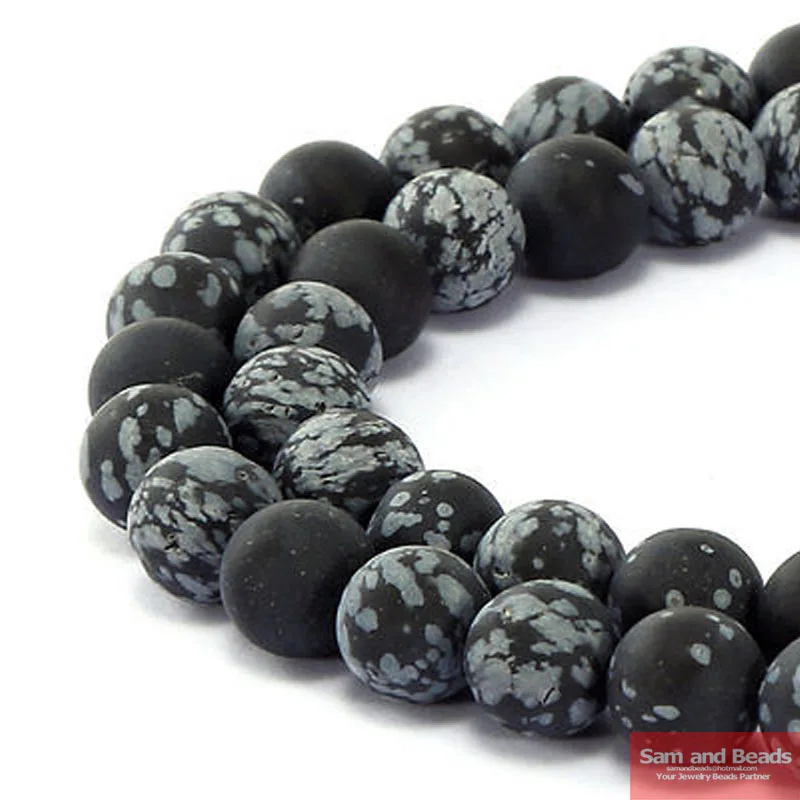 Натуральный камень тусклый полированный матовый Снежинка Obsidia бусины выбрать размер 4-12 мм для изготовления браслета и ожерелья MSOB01