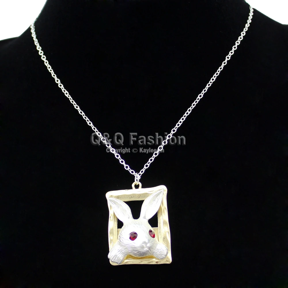 Gold & Silver Plated Wonderland Eye March Hare Rabbit Fairytale Frame Necklace Jewelry New | Украшения и аксессуары