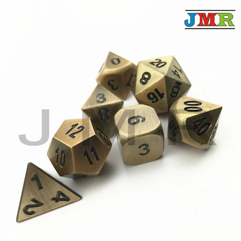 

Polyhedral 7-die Set Dados Metal for Rpg Rolling,Set of D4 D8 D10 D10% D12 D20 Dnd Metal Game Dice for Sale,with Iron Box