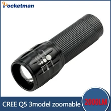 Продвижение 90% off фонарик Lanterna Cree Q5 светодиодный Фонарик 2000 люмен Масштабируемые Черный Мини СВЕТОДИОДНЫЙ Фонарик фонарь свет велосипеда
