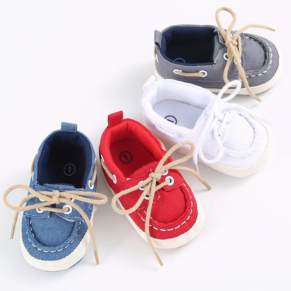 Обувь для новорожденных мальчиков и девочек с мягкой подошвой; парусиновые кроссовки на шнурках; обувь для малышей; От 0 до 12 месяцев