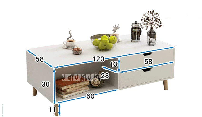 H30 большой емкости простой современный чайный столик Многофункциональный гостиная чайный столик прямоугольный торцевой стол с 2 ящиками
