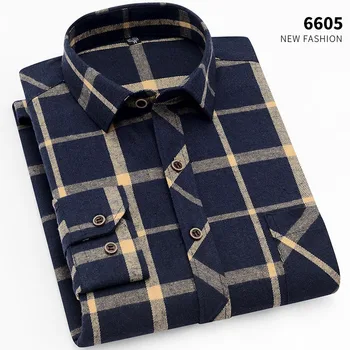 

AOLIWEN2019New Men's Plaid Fashion Long Sleeve Shirt Comfortable and stylish fit multiple colour summer shirt Plaid sanded shirt