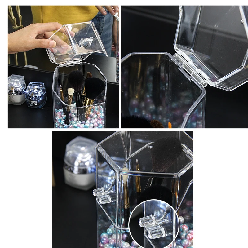 New Clear Makeup Pearls Box Cosmetic Storage Box Makeup Brushes Organizer Pencil Lipstick Holder Makeup Tools Organizer Case