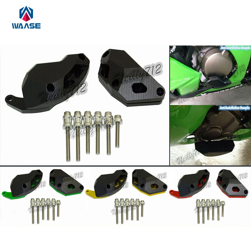 

waase Motorcycle Engine Crash Guard Pad Frame Slider Protector For Kawasaki Ninja ZX10R ZX-10R 2011 2012 2013 2014 2015 2016