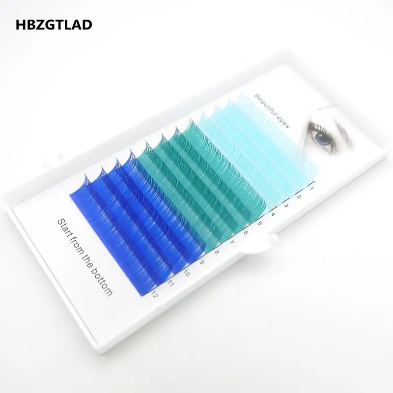 HBZGTLAD C/D curl 0,07/0,1 мм 8-15 мм накладные ресницы синий+ зеленый+ королевский синий ресницы индивидуальные цветные ресницы искусственные ресницы для наращивания