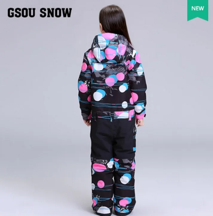 Комбинезон для девочек, лыжный костюм для сноуборда детский лыжный комплект из куртки и штанов, лыжная одежда для девочек, зимний костюм цельный лыжный костюм