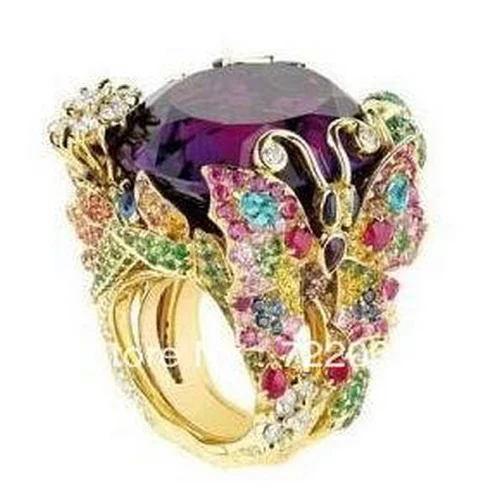 

2017 Jewelry Qi Xuan_Fashion Jewelry_Luxury Purple Stone Butterfly Brand Rings_S925 Solid Silver Rings_Factory Directly Sales