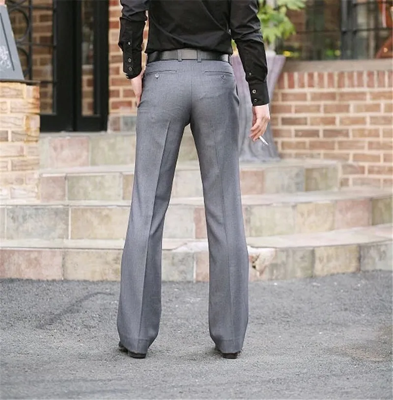 Деловые Брюки-клеш, мужские тонкие вертикальные прямые брюки, британский корейский Костюм, мужские брюки, большие брюки, размер 28-37