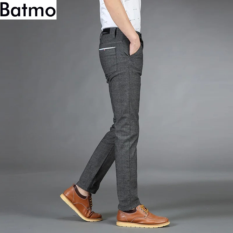 BATMO Новое поступление осенние высококачественные Смарт повседневные мужские брюки-карандаш, обтягивающие брюки для мужчин, мужские облегающие брюки 668