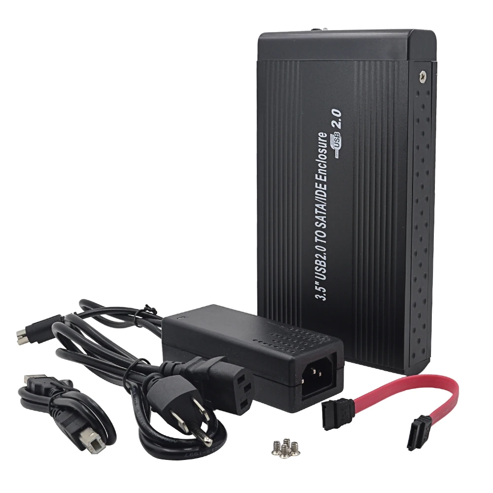 Koop TISHRIC ONS 3.5 inch Sata IDE naar USB 2.0 HDD Externe Behuizing Box HD SSD DVD Drive Harde Schijf 2 tb Adapter Power Aluminium Case