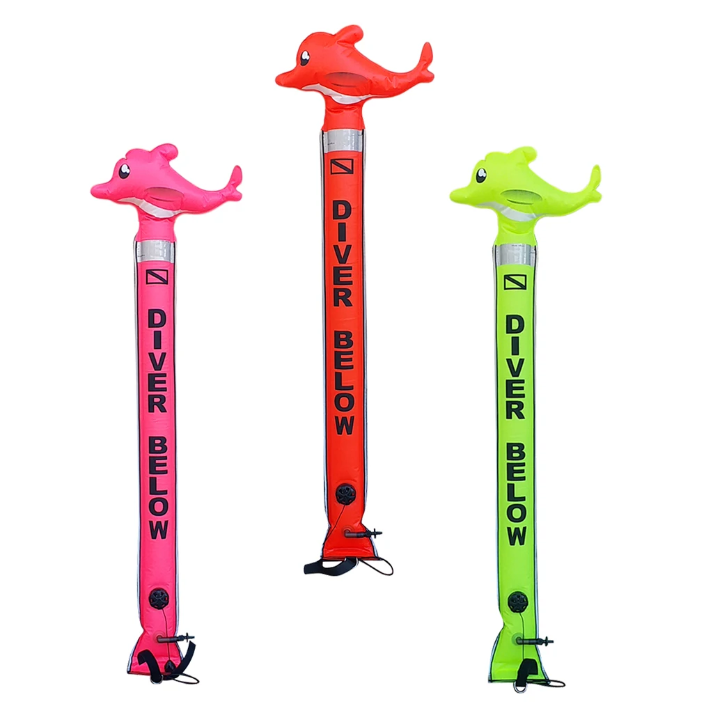 Professional Scuba Diving Surface Marker Buoy SMB Diver Below Signal Tube  (Safety Sausage) with Oral Inflator