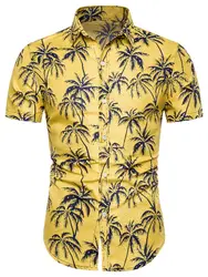 10 шт. Мужская гавайская рубашка мужская повседневная Camisa Masculina с принтом пляжные рубашки одежда с короткими рукавами рубашка на пуговицах с