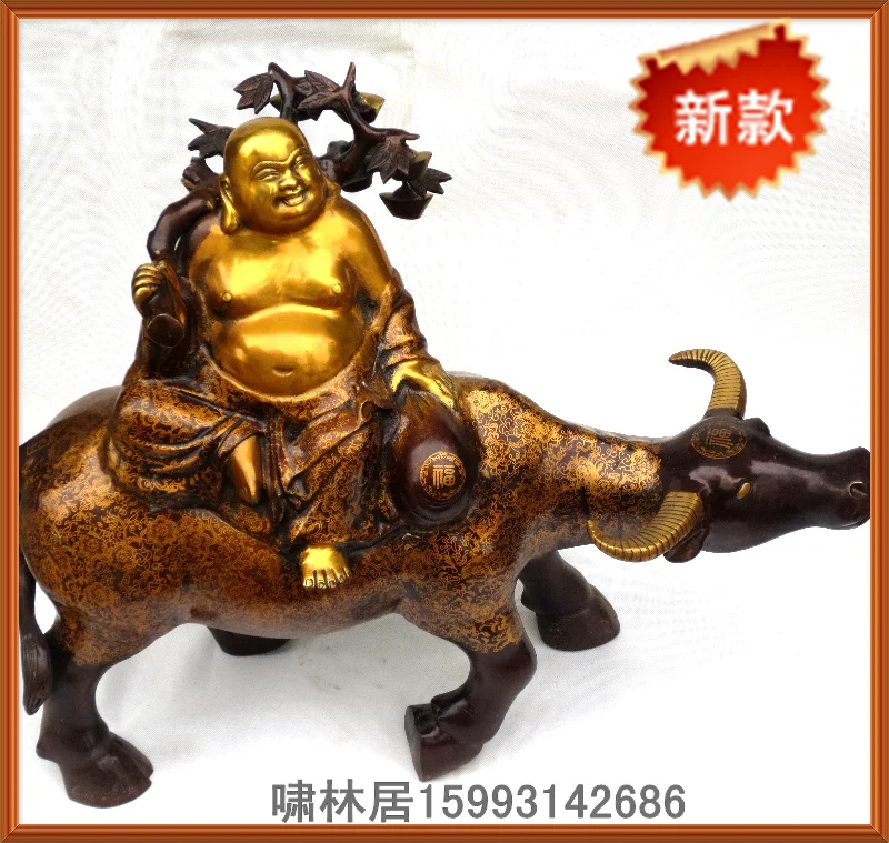 

Carving Work of Art Feng shui products Bronze decoration copper maitreya cattle crafts buddha decoration lucky