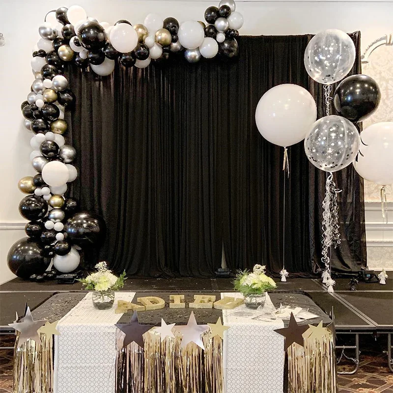 136pcs Black White Mixed Latex Balloon Garland Arch Gold Silver