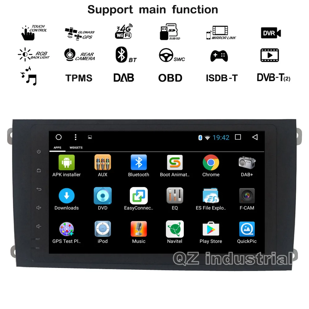 Top QZ industrial HD 9inch Android 8.1 T3 for Porsche Cayenne car DVD player with Canbus GPS 3G 4G WIFI Radio Navi BT SWC Stereo Map 6