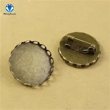 MINGXUAN 10pcs/lot Vintage Bronze Round Blank Metal Setting Bezel Blank Base Cabochon Brooch with Inner Dia 30mm C745
