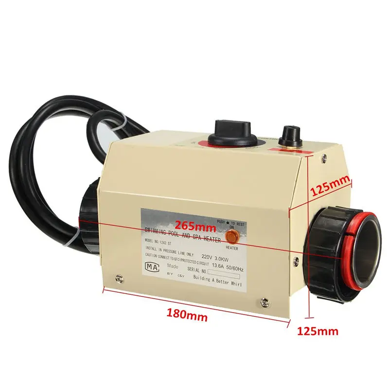 الرياضات المائية 3KW الكهربائية حمام سباحة وحوض سبا التدفئة حوض سخان مياه الحرارة 220 فولت بركة السباحة اكسسوارات الرياضات المائية 3KW الكهربائية حمام سباحة وحوض سبا التدفئة حوض سخان مياه الحرارة 220 فولت بركة السباحة اكسسوارات