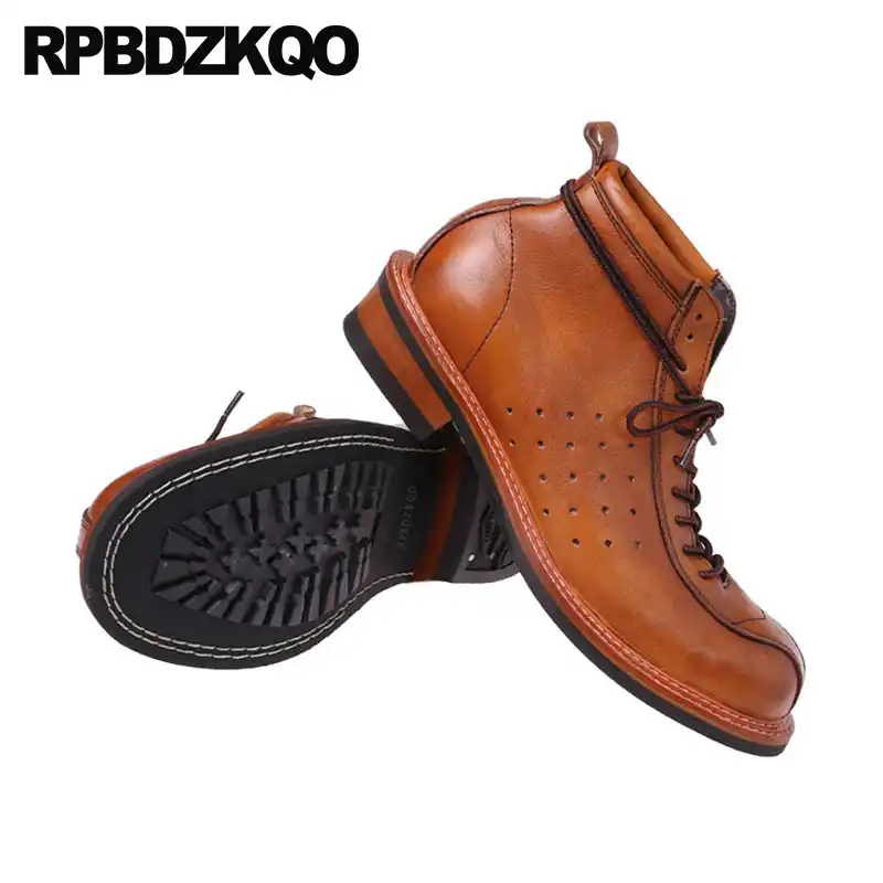 vintage genuine leather lace up boots