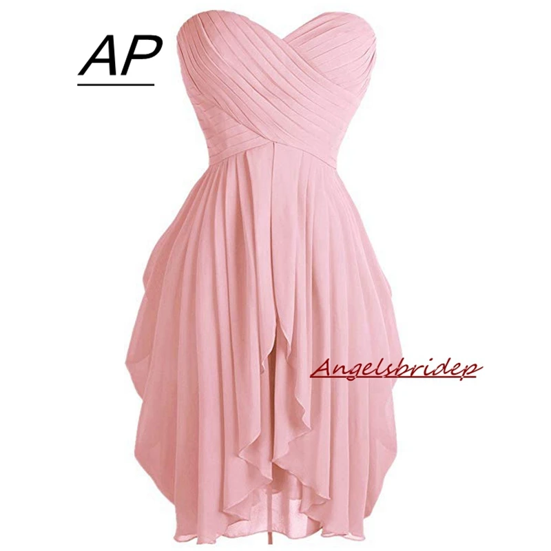 

ANGELSBRIDEP Sweetheart Short Cocktail Dresses 2019 Chiffon Pleat Homecoming Dress Special Occasion Mini Formal Prom Party Gown
