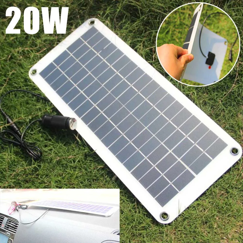

20W Solar Panel 12V to 5V Battery Charger USB for Car Boat Caravan Power Supply MDJ998