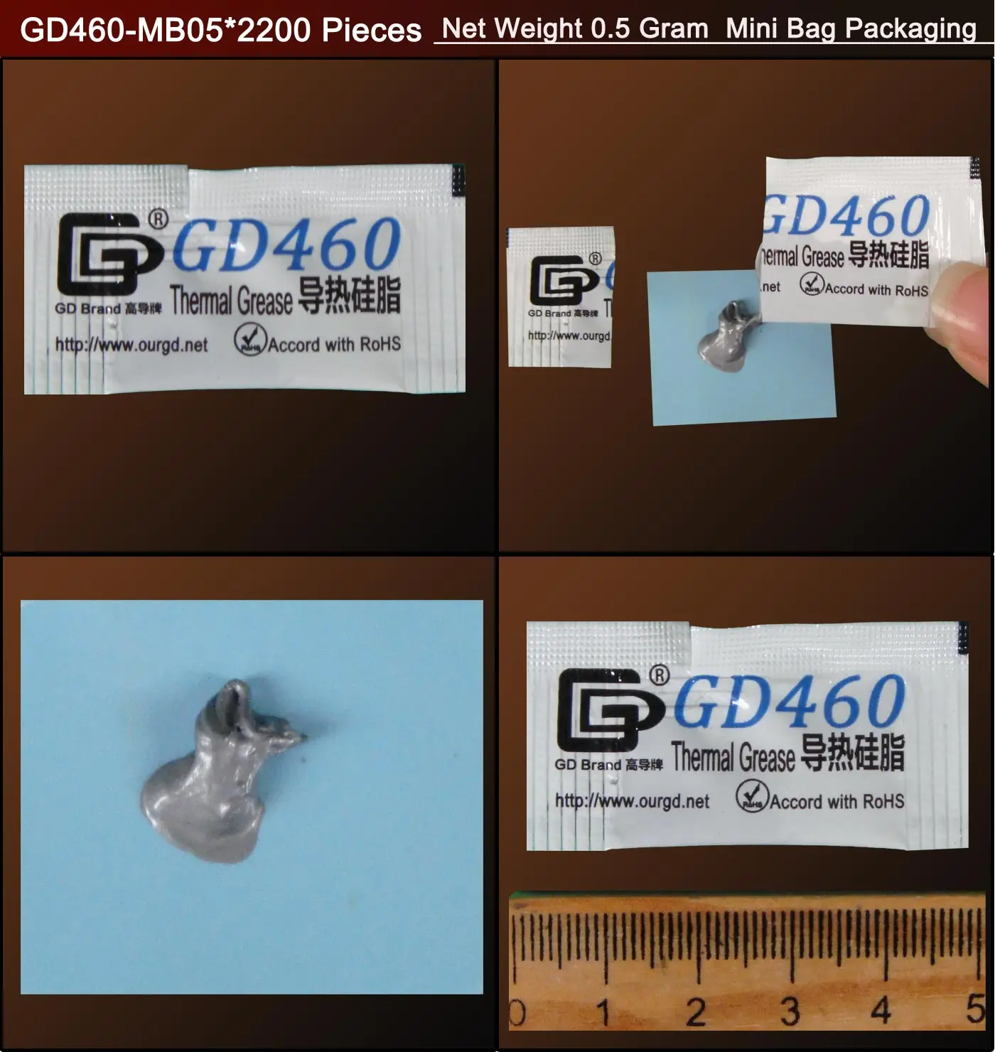 GD460 Термальность проводящая смазка паста силиконовый пластырь радиатора Соединение 400 шт. чистая Вес 1 г серебро для GPU PS4 Процессор SY1