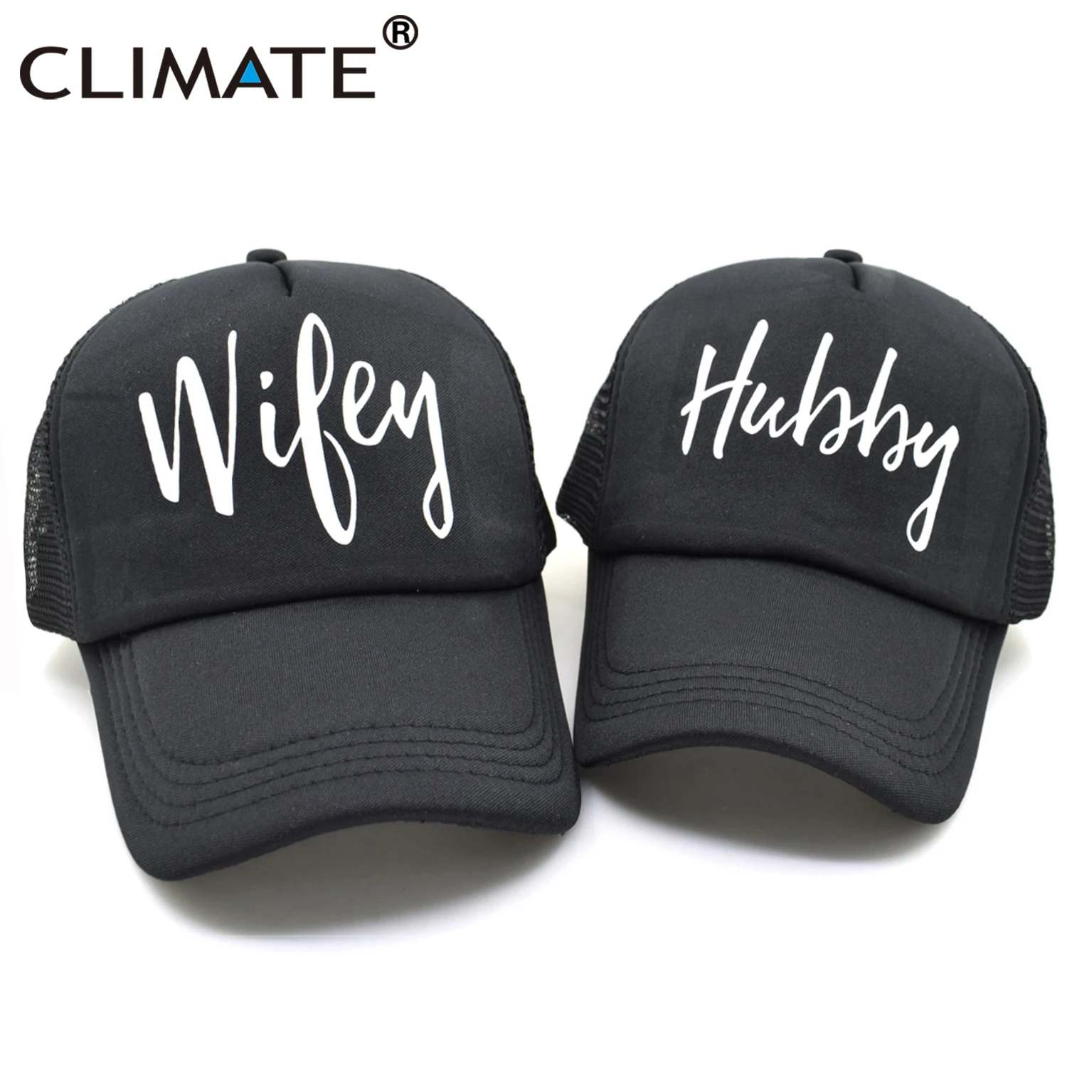 CLIMATE Hubby Wifey Кепка-бейсболка для мужчин и женщин пара кепки для влюбленных напечатанная пара летняя кепка s сетка Кепка Дальнобойщика шляпа