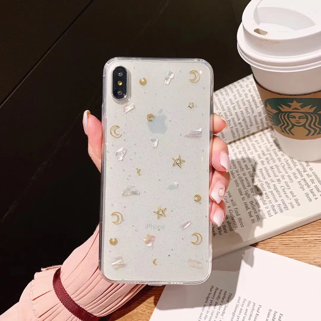 Модные блестящие прозрачные мягкие чехлы для телефонов iPhone 7 8 Plus X XR XS Max 6 6S