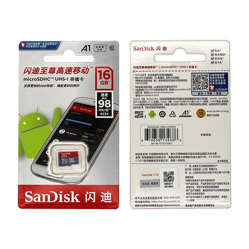 Sandisk Карта Micro Sd Class10 TF card16gb 32 ГБ 64 ГБ 128 ГБ 80 МБ/с. карты памяти для samrtphone и настольный ПК