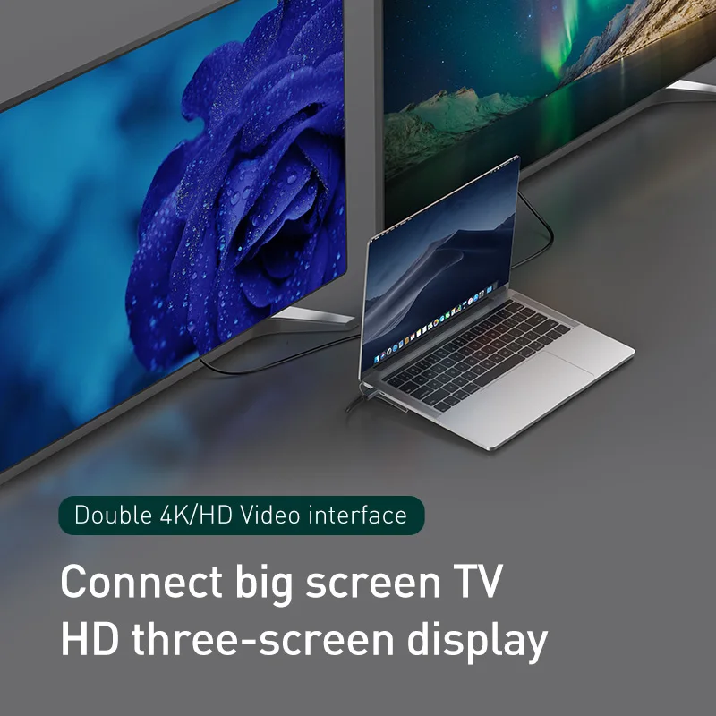 Tanie Baseus HUB USB typu C do 3.0 USB HDMI RJ45 USB HUB do macbooka akcesoria pro USB Splitter Multi 11 portów typ C HUB USB C HUB