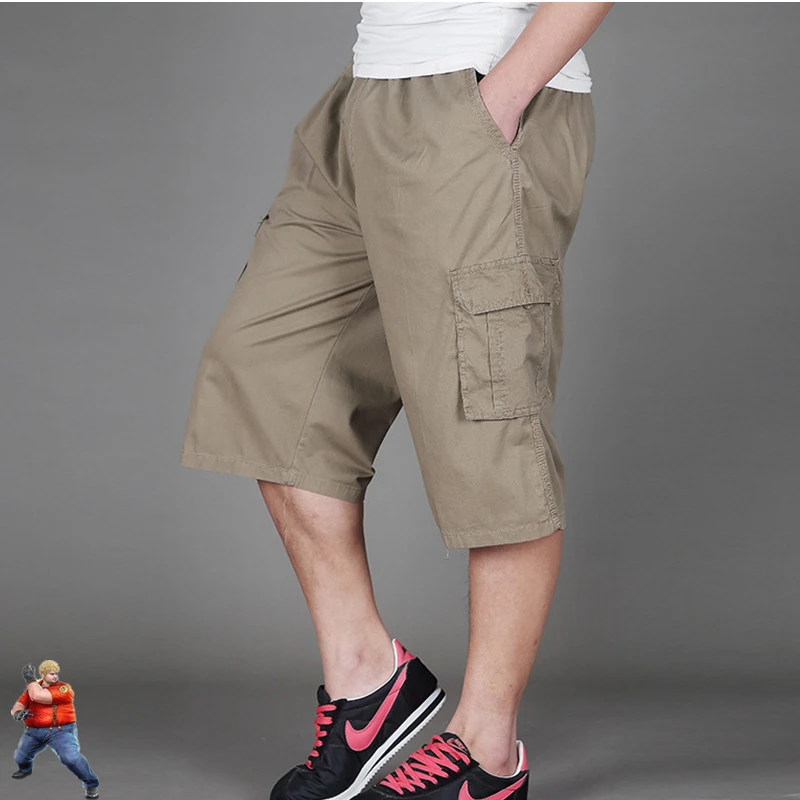 Pantalones cortos Cargo para hombre, Ropa algodón, color negro, camuflaje, talla grande 140KG, informales, Extra grandes, Verano|Pantalones cortos| - AliExpress