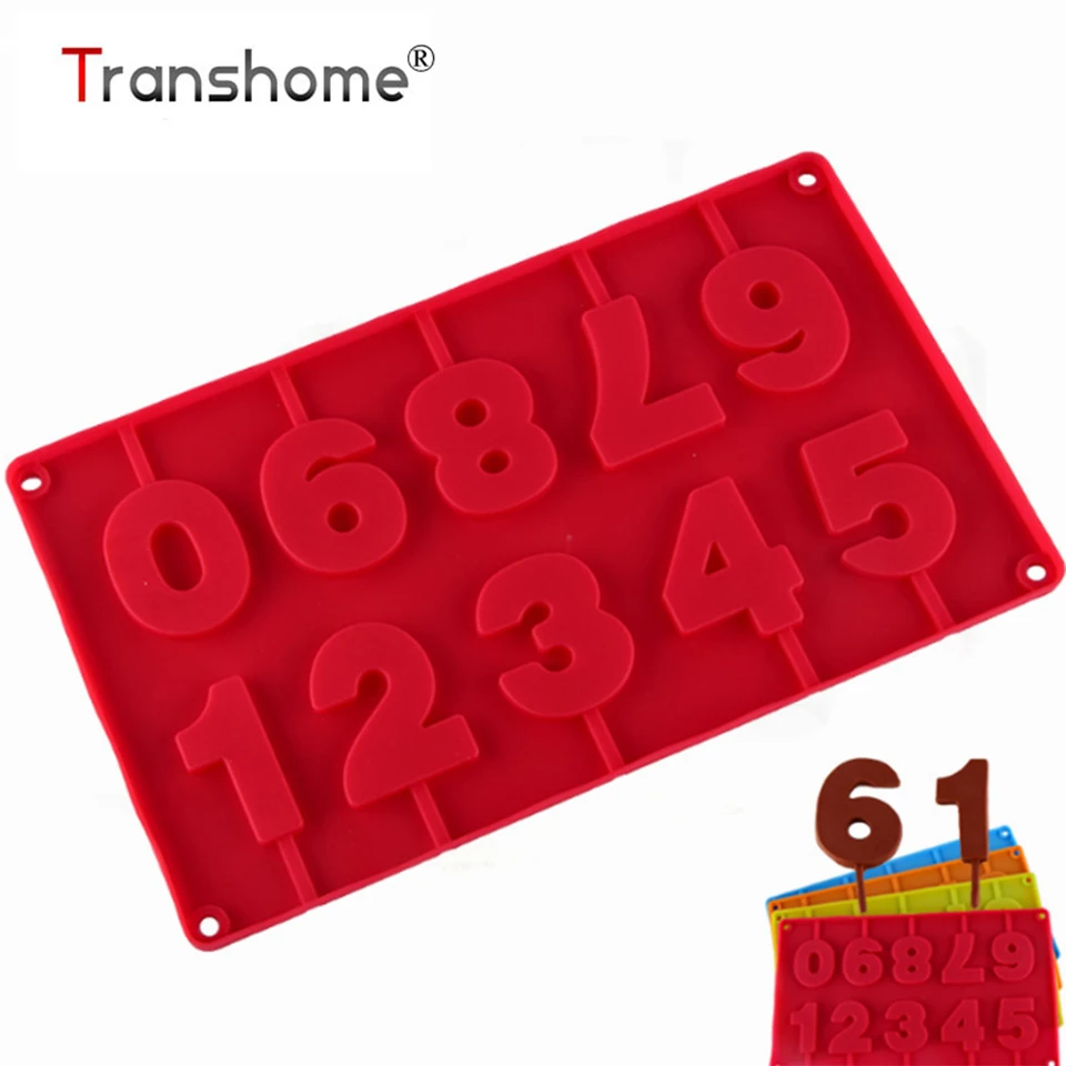 

Transhome Silicone Lollipop Mold 0-9 Numbers Silicone Form For Lollipop Candy Cake Baking Mold Cake Decorating Pastry Mould 2019