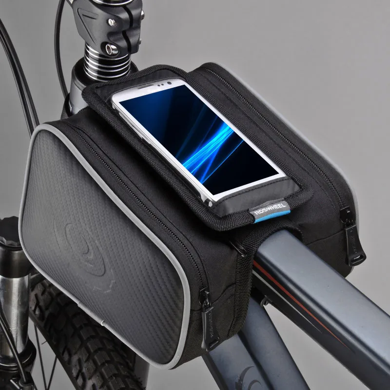 

Roswheel 1.8L Waterproof Bicycle Bag Cycling Frame Front Head Tube Touch Screen Pannier Double Case Pouch for 4.8/5.5in Phone