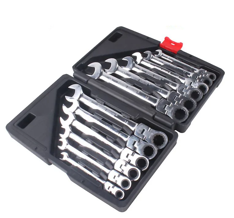 

Free Shipping Ratchet Wrench Set 12pcs/set 8-19mm Household Repairing Tool Set 72 Teeth Brand Chrome Vanadium Ratchet Wrench