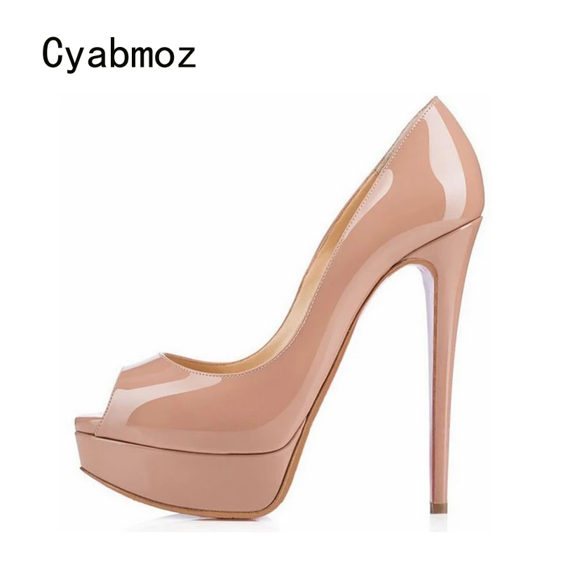 Cyabmoz/Женская обувь на платформе женские туфли лодочки высоком тонком каблуке с