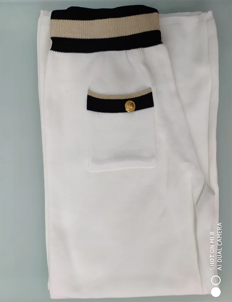 2019 Весенняя мода трикотажные комплект из двух предметов для женщин элегантные наряды однобортный карман хит цвет пальто Топы