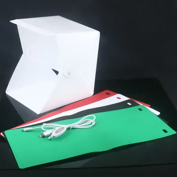 

2018 NEW Mini Folding Studio Diffuse Soft Box With LED Light Black White Green Red Background Photo Studio Accessories Lightbox