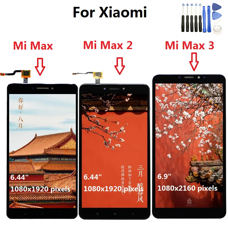 

Xiaomi Mi Max LCD Display Touch Screen Digitizer Assembly For Xiaomi Mi Max 2 LCD Max2 Max 3 Screen Replacement Black White