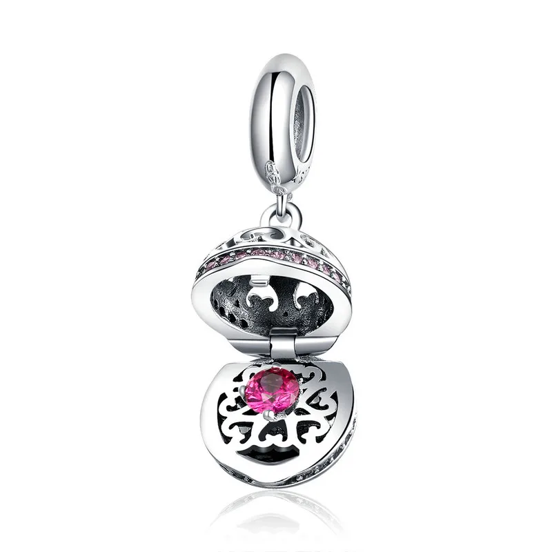 

ABAY Hot Sale Real 925 Sterling Silver Surprise Love Box Pendant Red CZ Charms fit Original Pandora Bracelet Beads Jewelry Women