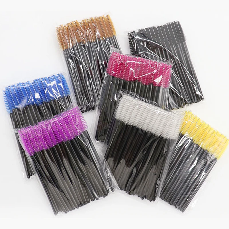 100Pcs /Pack Disposable Micro Eyelash Brushes Mascara Wands Brushes Eyelash Comb Brushes Spoolers Makeup Tool Kit