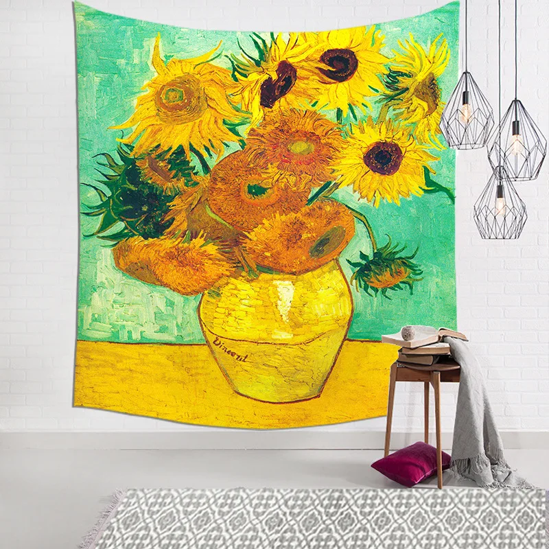 

Curtains Tapestry Partition Decoration 150x200cm Polyester One-side Sunflower Hanging Blanket Cloth Living Room
