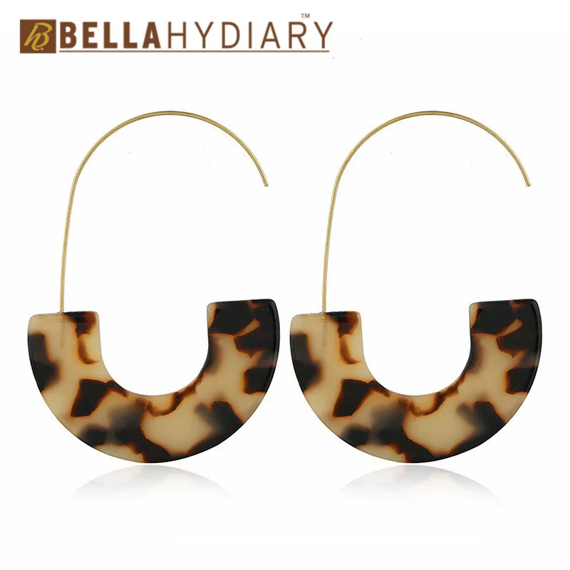 Bohemian Female Leopard Print Acrylic Earrings CC Hook Big Long Drop Earrings For Women Jewelry Pendientes Mujer Moda 2019 (8)