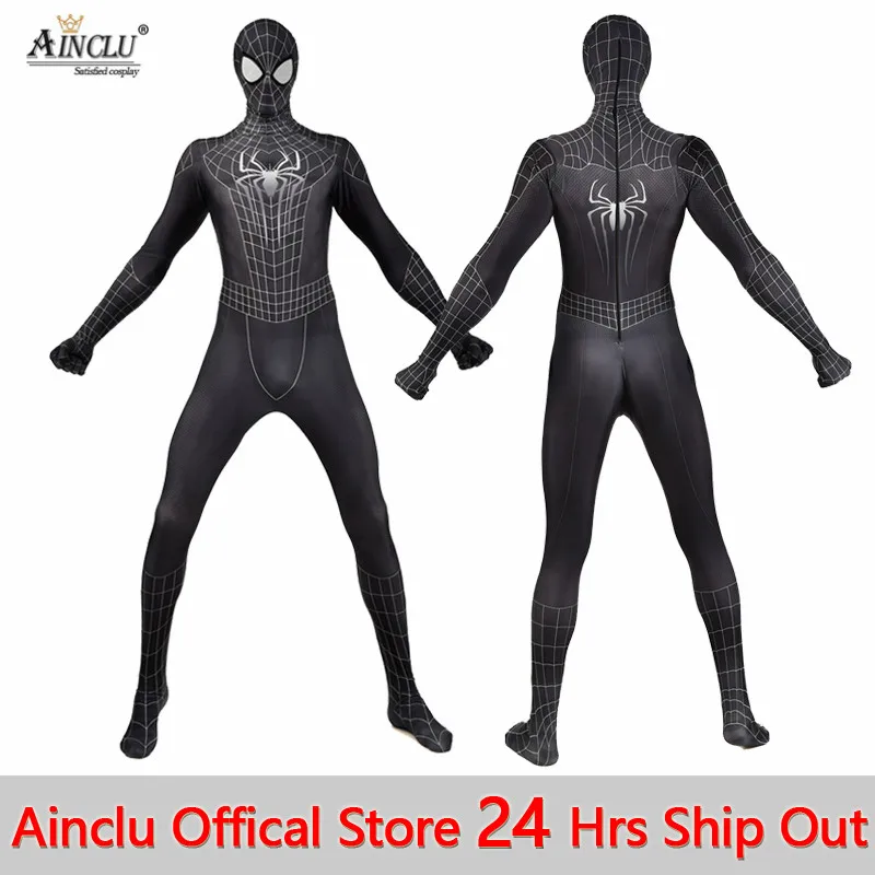 Черный костюм Человека-паука с 3D принтом костюмы Человека-паука для взрослых и детей, детская одежда для костюмированной вечеринки Человека-паука CH