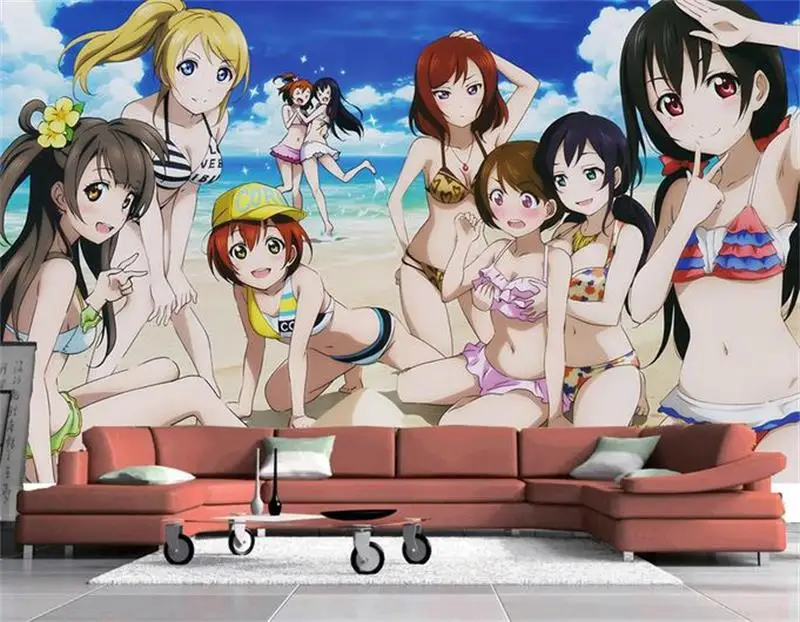 

Custom photo 3d wallpaper Non-woven mural Japanese anime beach beauty decoration painting 3d wall murals wallpaper for walls 3d