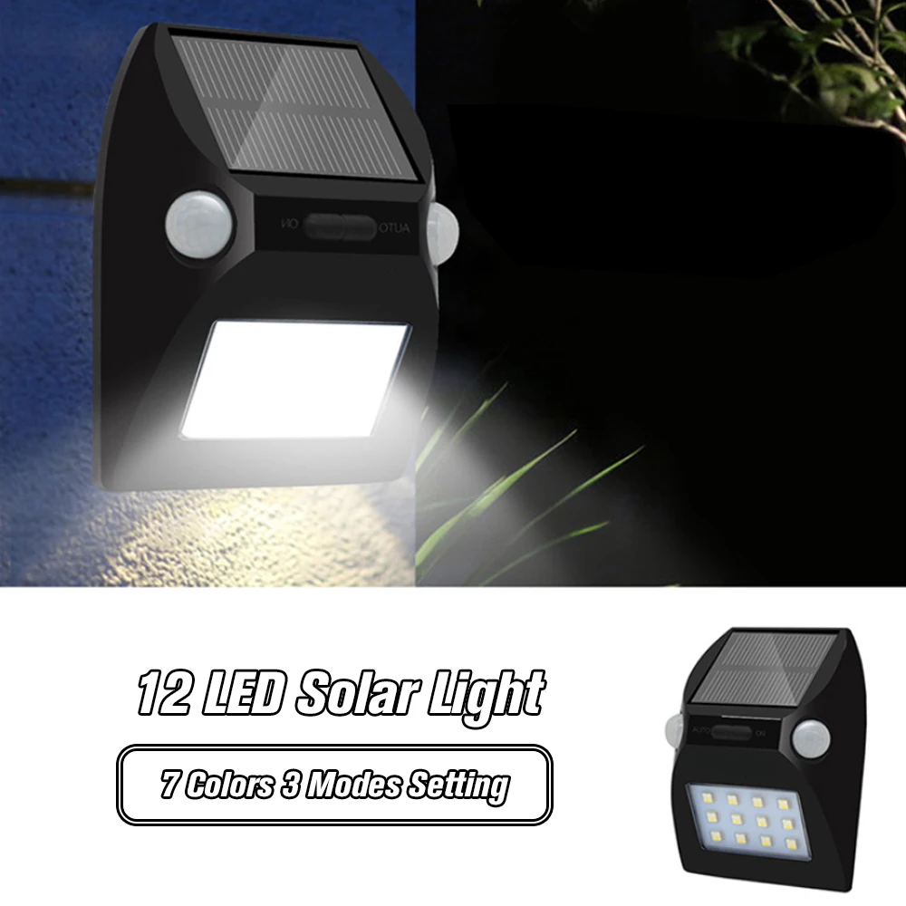 

LED Solar Light with Wide Lighting Area Outdoor Dual-Headed Motion Sensor Waterproof Security Wall Light with 7 Colors
