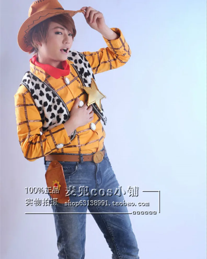 Woody Cosplay costume set top+vest+hat 
