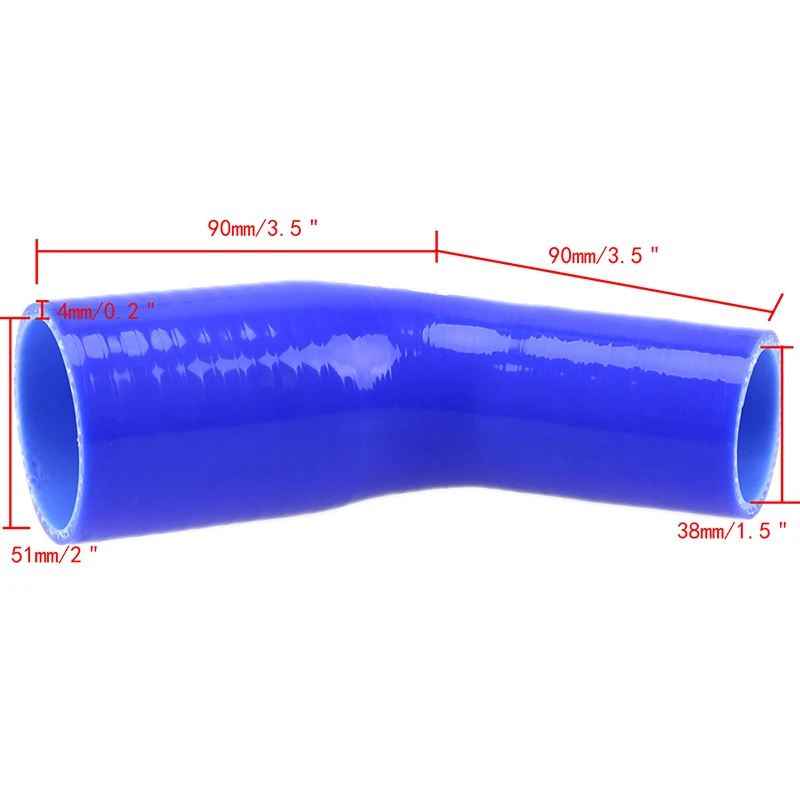 Posbay Регулируемый 38-76 мм 1," до 3" 45 градусов синий Локоть силиконовый шланг труба турбо впускной шланг трубка аксессуары для стайлинга автомобилей
