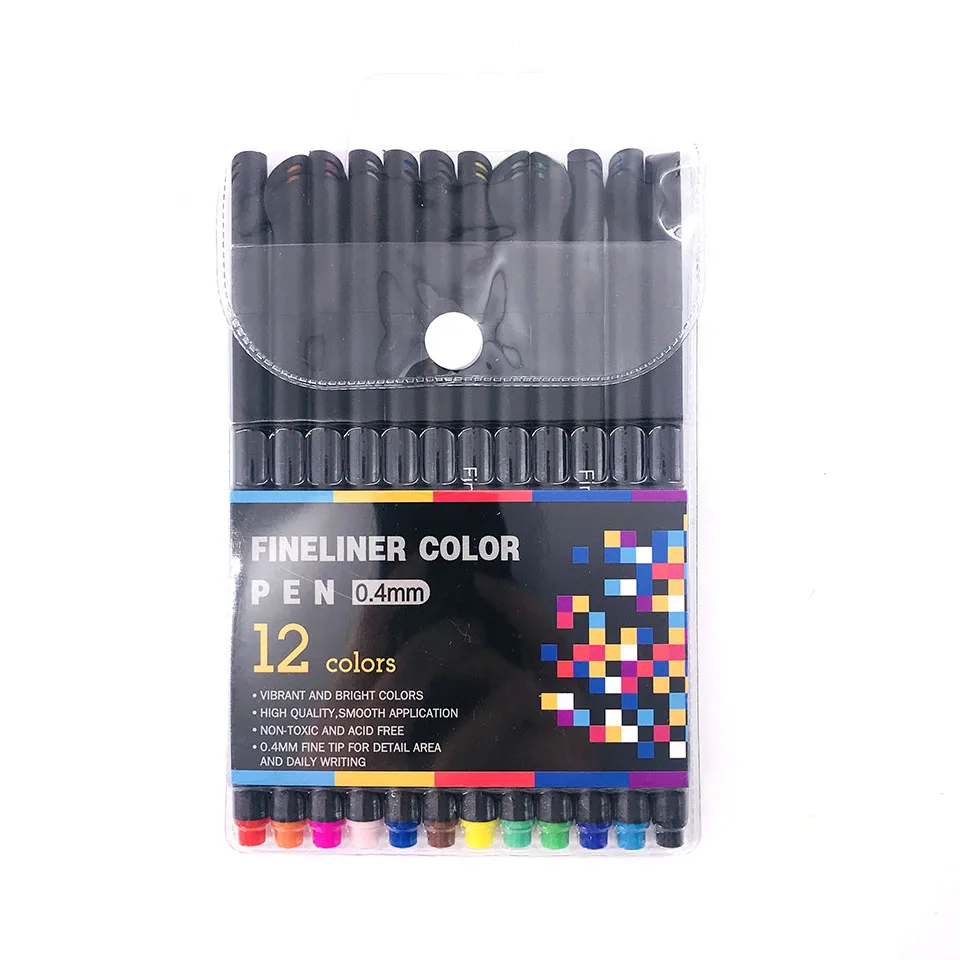 12/24/36 Цвет s 0,4 мм файнлайнер, Цвет ручка вкладыш маркеры Ассорти чернил на водной основе для покраски товары для рукоделия волокна крюка